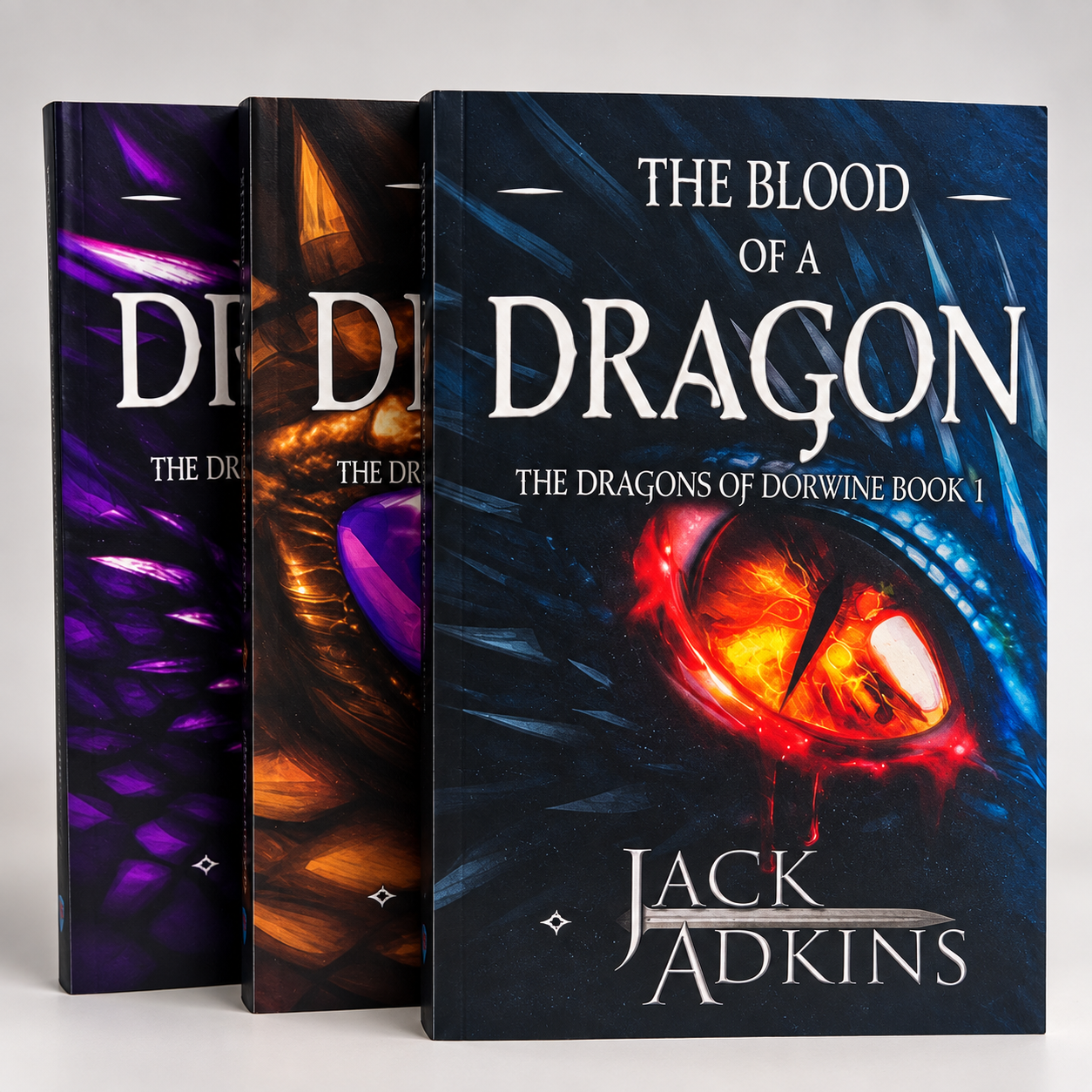 Signed Dragons of Dorwine paperback trilogy by Jack Adkins
